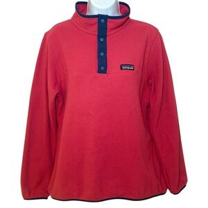 Patagonia Women's Large Micro D Snap-T Pullover Pink Blue Outdoors Fleece